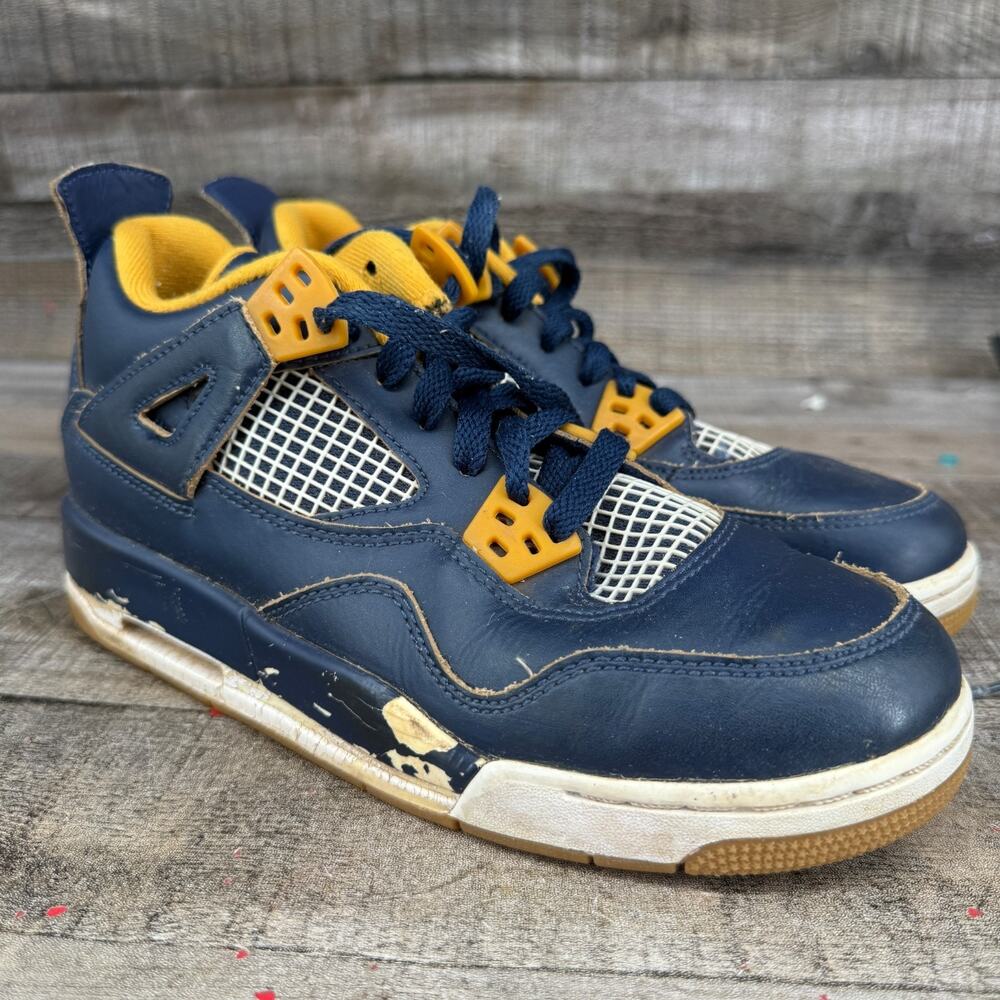 Nike Air Jordan 4 Retro Dunk From Above Sneakers Yellow Leather Youth Size 5Y